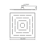 MAZE SQUARE 12   - JAQUAR FAUCETS -  ( STAINLESS STEEL - OVERHEAD SHOWER - 300x15 mm - 12inchX0.5inch )