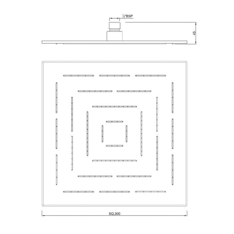 MAZE OVERHEAD SHOWER SQUARE SHAPE - JAQUAR FAUCETS -  ( GOLD MATT PVD - OVERHEAD SHOWER - 300x300 mm - 12inchX0inch )