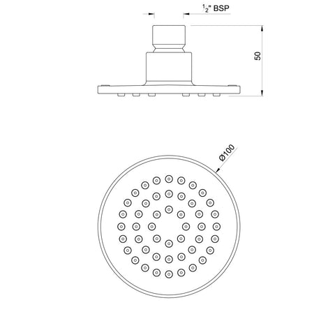 OVERHEAD SHOWER ROUND SHAPE SINGLE FLOW - JAQUAR FAUCETS - ( CHROME - OVERHEAD SHOWER - 0x100 mm - 0inchX4inch )