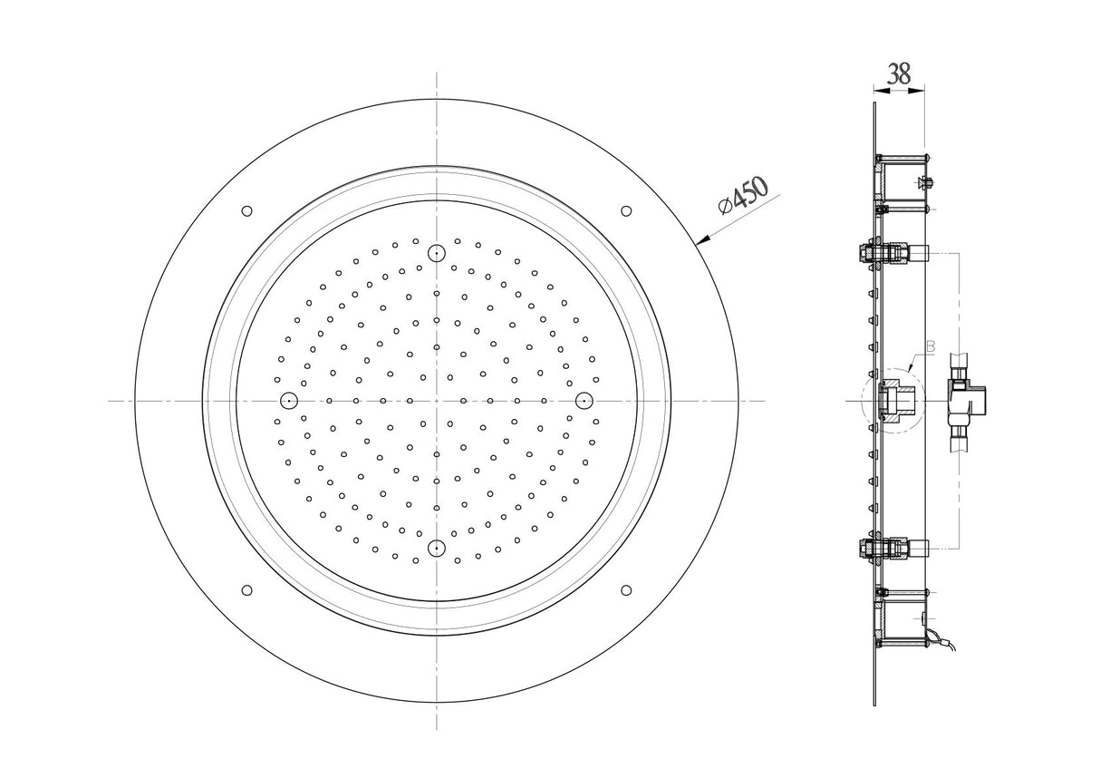 DUOFLO SHOWER  ROUND SHAPE LED LIGHT W/REMOTE CONTROL - JAQUAR FAUCETS -  ( BLUSH GOLD PVD - OVERHEAD SHOWER - 0x0 mm - 0inchx0inch )