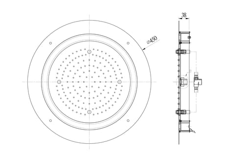 DUOFLO SHOWER  ROUND SHAPE LED LIGHT W/REMOTE CONTROL - JAQUAR FAUCETS -  ( BLUSH GOLD PVD - OVERHEAD SHOWER - 0x0 mm - 0inchx0inch )