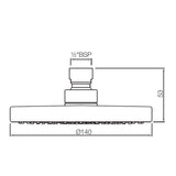 ROUND SINGLE FLOW AIR - JAQUAR FAUCETS - ( CHROME - OVERHEAD SHOWER - 15x140 mm - 0.5inchX5.5inch )