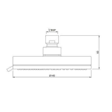 ROUND M.FLOW WITH AIR - JAQUAR FAUCETS - ( CHROME - OVERHEAD SHOWER - 15x140 mm - 0.5inchX5.5inch )