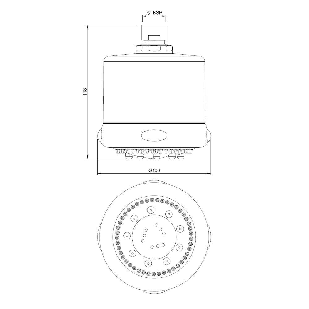 ROUND CYLINDRICAL M.FLOW 100MM - JAQUAR FAUCETS -  ( CHROME - OVERHEAD SHOWER - 0x15 mm - 0inchX0.5inch )