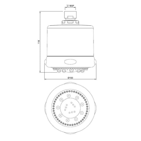 ROUND CYLINDRICAL M.FLOW 100MM - JAQUAR FAUCETS -  ( CHROME - OVERHEAD SHOWER - 0x15 mm - 0inchX0.5inch )