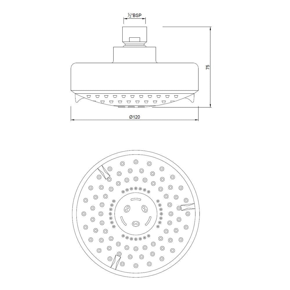 ROUND M.FLOW - JAQUAR FAUCETS -  ( CHROME - OVERHEAD SHOWER - 0x15 mm - 0inchX0.5inch )