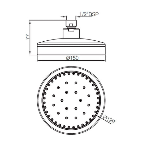 ROUND S/FLOW WITH SELF CLEANING PINS - JAQUAR FAUCETS - ( CHROME - OVERHEAD SHOWER - 15x150 mm - 0.5inchX6inch )