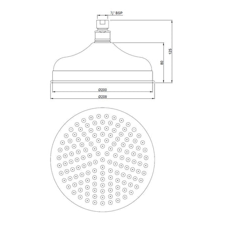 VICTORIAN SHOWER 200MM DIA - JAQUAR FAUCETS -  ( STAINLESS STEEL - OVERHEAD SHOWER - 0x15 mm - 0inchX0.5inch )