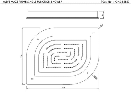 MAZE ALIVE PRIME SINGLE FUN.450X350 - JAQUAR FAUCETS -  ( CHROME - OVERHEAD SHOWER - 0x15 mm - 0inchX0.5inch )