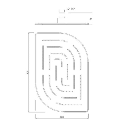MAZE ALIVE RECT. SHOWER 200X300 - JAQUAR FAUCETS -  ( BCH - OVERHEAD SHOWER - 0x15 mm - 0inchX0.5inch )