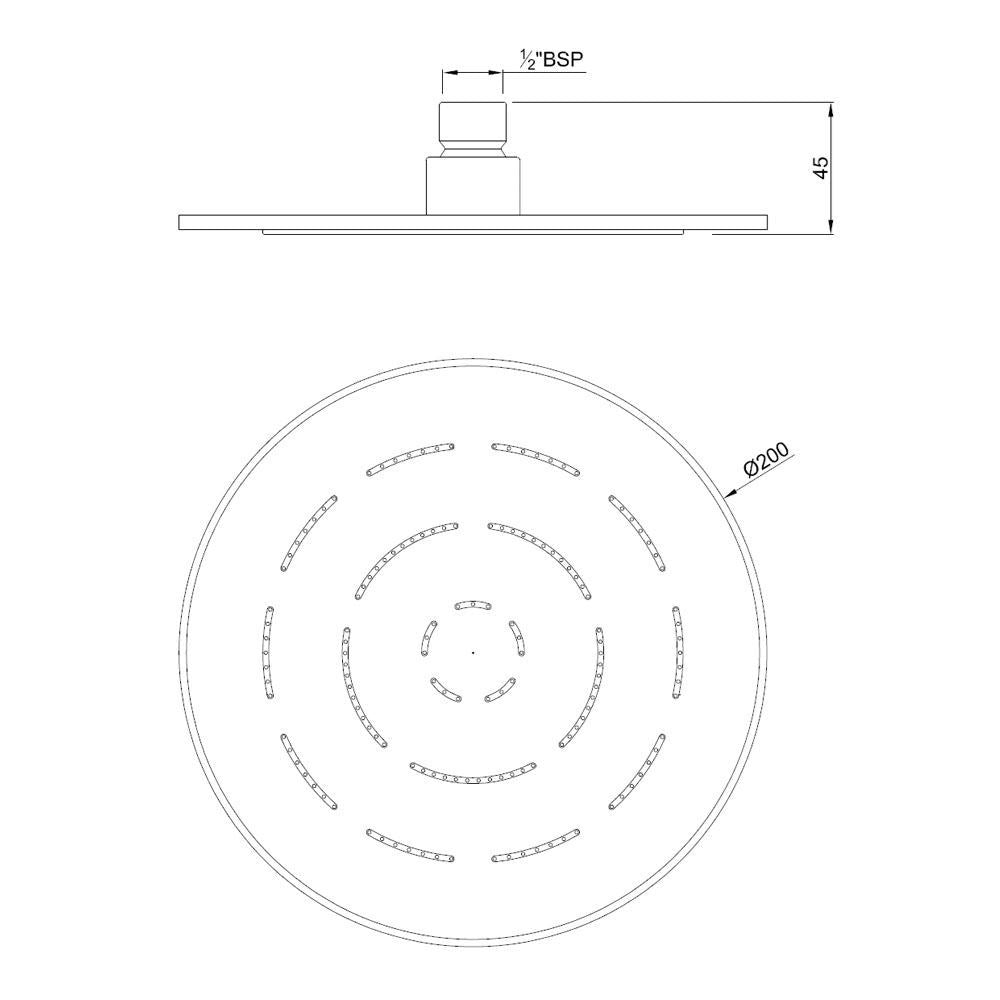 MAZE ROUND 8 - JAQUAR FAUCETS - ( STAINLESS STEEL - OVERHEAD SHOWER - 200x15 mm - 8inchX0.6inch )