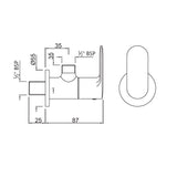 ANGLE COCK WITH FLANGE - JAQUAR FAUCETS -  ( ANTIQUE BRONZE - OPAL PRIME - 0x15 mm - 0inchX0.5inch )