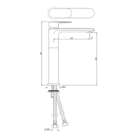 SL TALL BOY WITH 150MM EXTENSION W/PIPES - JAQUAR FAUCETS -  ( GRAPHITE - OPAL PRIME - 0x15 mm - 0inchX0.5inch )