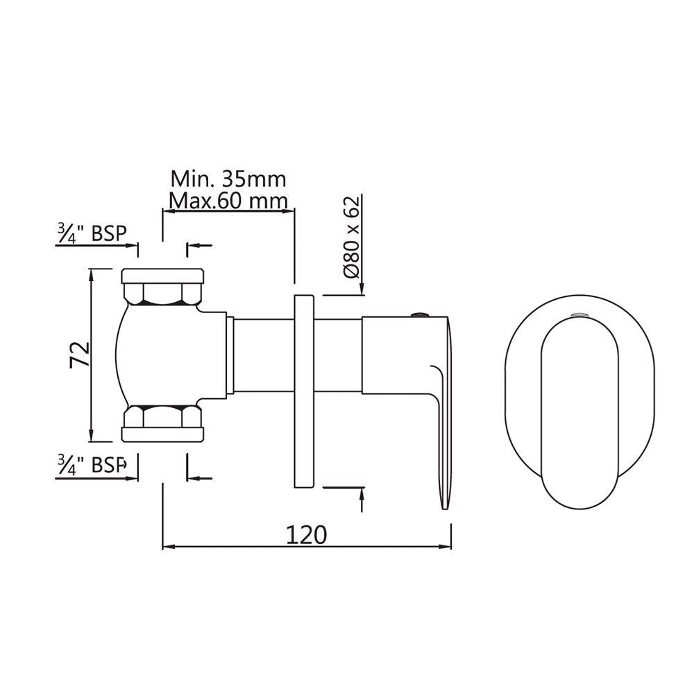 ANGLE COCK WITH FLANGE - JAQUAR FAUCETS -  ( BLACK MATT - OPAL PRIME - 0x15 mm - 0inchX0.5inch )