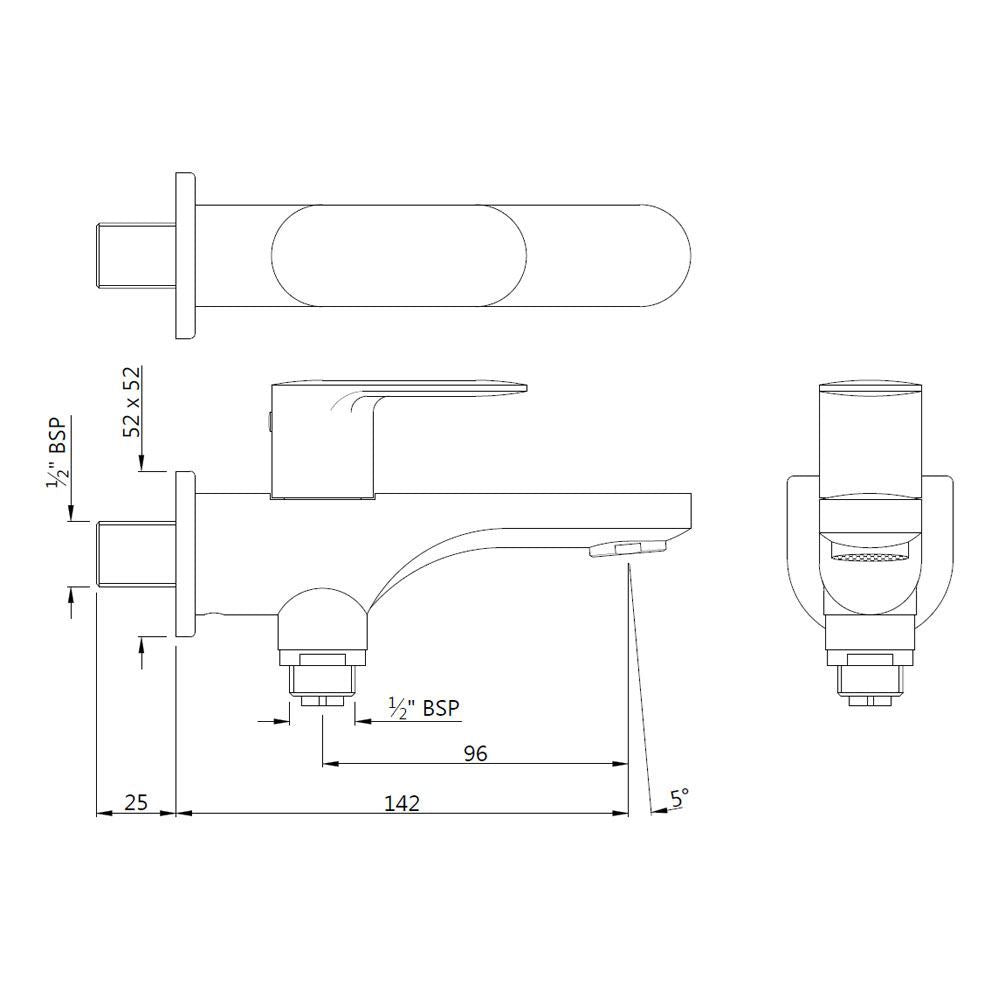 2 WAY BIB COCK WITH WALL FLANGE - JAQUAR FAUCETS -  ( GRAPHITE - OPAL PRIME - 0x15 mm - 0inchX0.5inch )