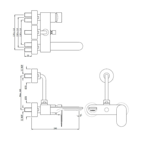 S.L. WALL MIXER WITH UPPER BEND - JAQUAR FAUCETS -  ( CHROME - OPAL PRIME - 0x15 mm - 0inchX0.5inch )