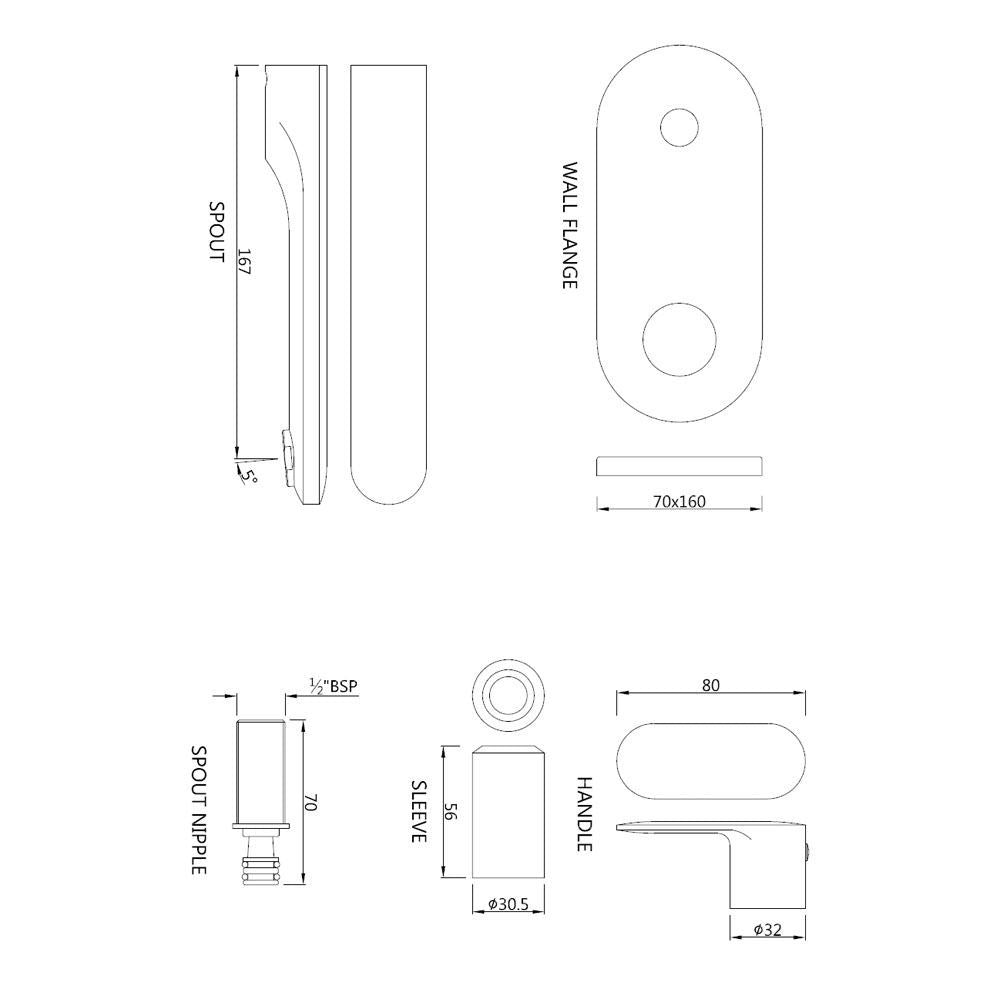 EXPOSED PART KIT FOR SINGLE CONCEALED STOP COCK & SPOUT - JAQUAR FAUCETS - ( BLACK MATT - OPAL PRIME - 0x0 mm - 0inchX0inch )