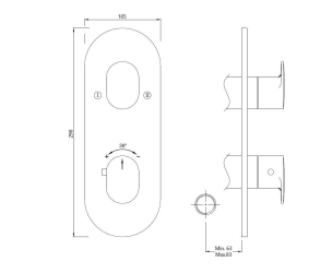 AQUAMAX EXPOSED PART KIT OF THERMOSTATIC SHOWER MIXER WITH 2-WAY DIVERTER WITH SLEEVE (COMPATIBLE WITH ALD-681N) - JAQUAR FAUCETS -  ( ANTIQUE BRONZE - OPAL PRIME - 0x30 mm - 1.2inchX0inch )