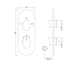 AQUAMAX EXPOSED PART KIT OF THERMOSTATIC SHOWER MIXER WITH 3-WAY DIVERTER & SLEEVE (COMPATIBLE WITH ALD-683N) - JAQUAR FAUCETS -  ( BCH - OPAL PRIME - 0x20 mm - 0inchX0.75inch )