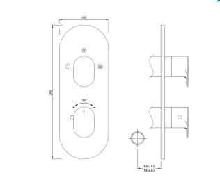 AQUAMAX EXPOSED PART KIT OF THERMOSTATIC SHOWER MIXER WITH 3-WAY DIVERTER & SLEEVE (COMPATIBLE WITH ALD-683N) - JAQUAR FAUCETS -  ( BLUSH GOLD PVD - OPAL PRIME - 0x20 mm - 0inchX0.8inch )