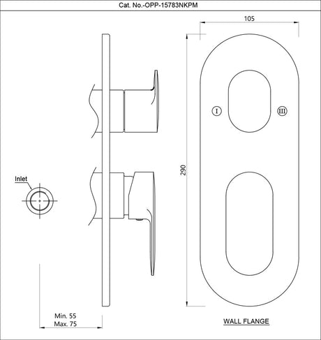 AQUAMAX EXPOSED PART KIT OF SINGLE LEVER SHOWER MIXER WITH 3-WAY DIVERTER AND SLEEVE (COMPATIBLE WITH ALD-783N) - JAQUAR FAUCETS -  ( BLUSH GOLD PVD - OPAL PRIME - 0x15 mm - 0inchX0.5inch )