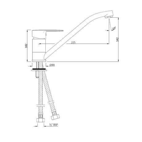 SINGLE LEVER SINK MIXER WITH SWINGING SPOUT - JAQUAR FAUCETS -  ( STAINLESS STEEL - OPAL PRIME - 0x15 mm - 0inchX0.5inch )