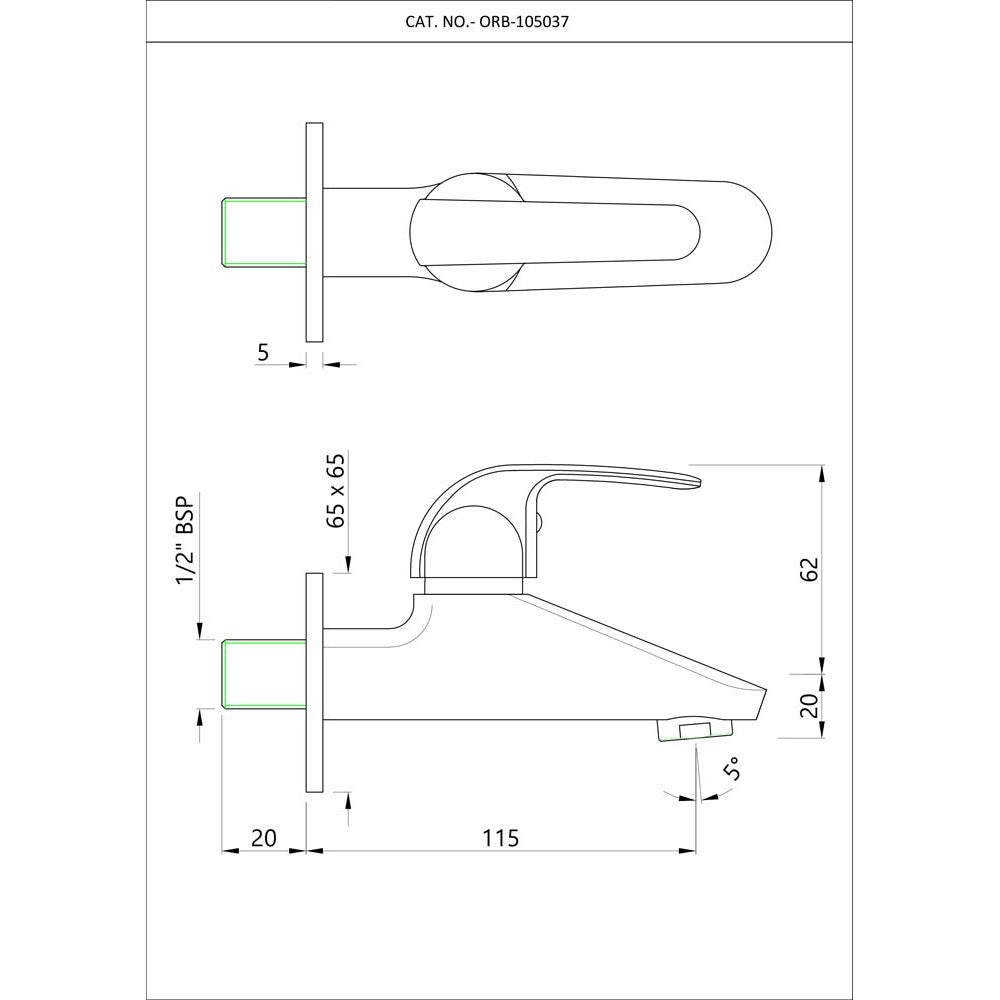BIB COCK WITH WALL FLANGE - ESSCO FAUCET -  ( CHROME - ORBIT - 0x15 mm - 0inchX0.5inch )