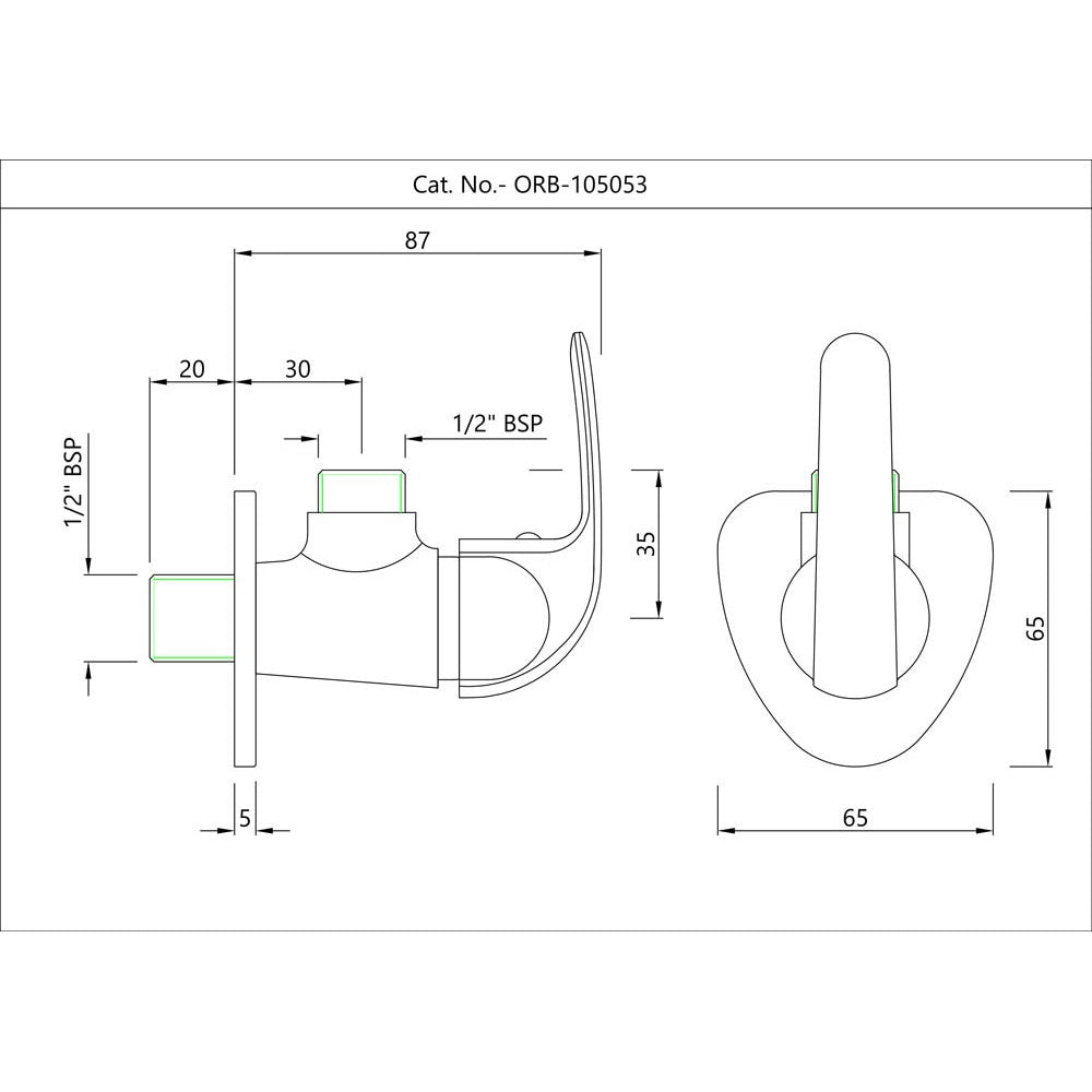 ANGULAR STOP COCK WITH WALL FLANGE - ESSCO FAUCET -  ( CHROME - ORBIT - 0x15 mm - 0inchX0.6inch )