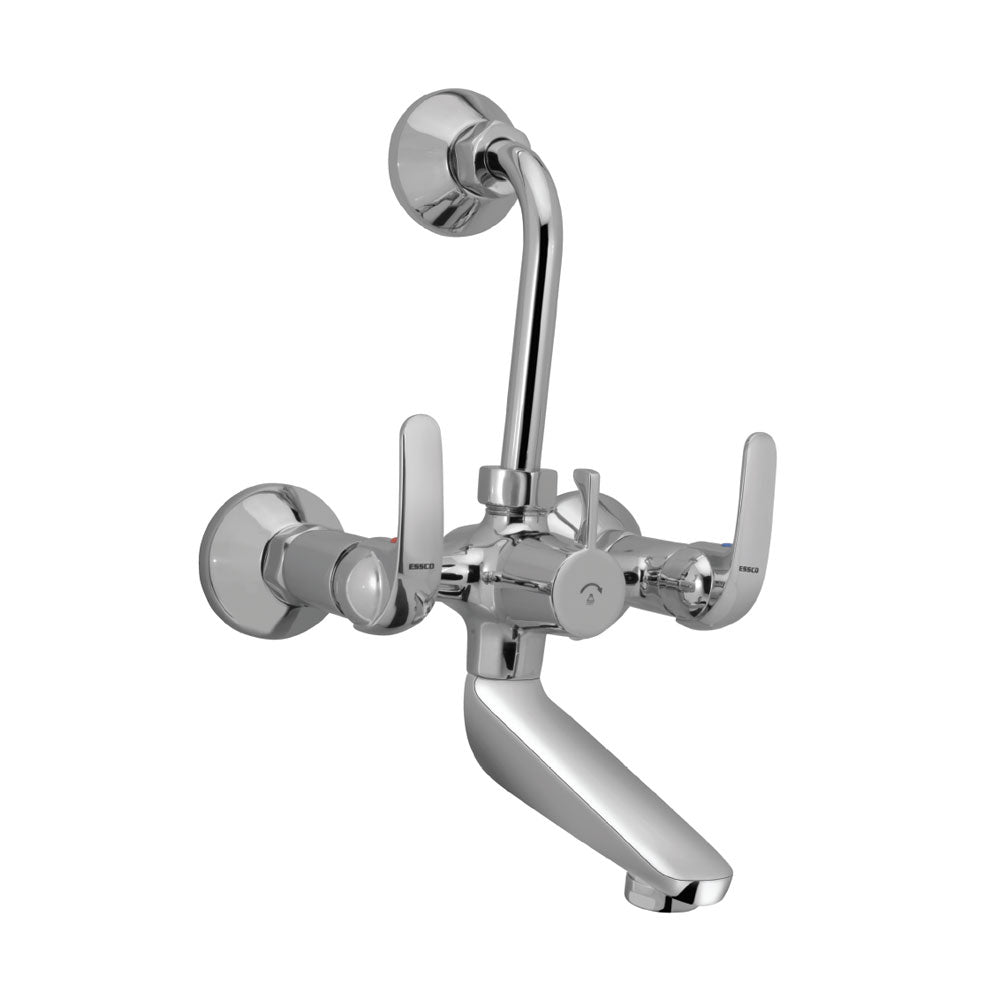 WALL MIXER 3 IN 1 W/BEND - ESSCO FAUCET -  ( CHROME - ORBIT - 0x15 mm - 0inchX0.5inch )