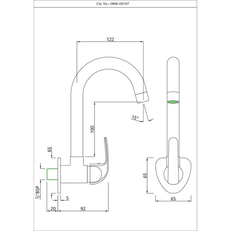 W/M SINK COCK W/SWINGING SPOUT & FLANGE - ESSCO FAUCET -  ( CHROME - ORBIT - 0x15 mm - 0inchX0.5inch )