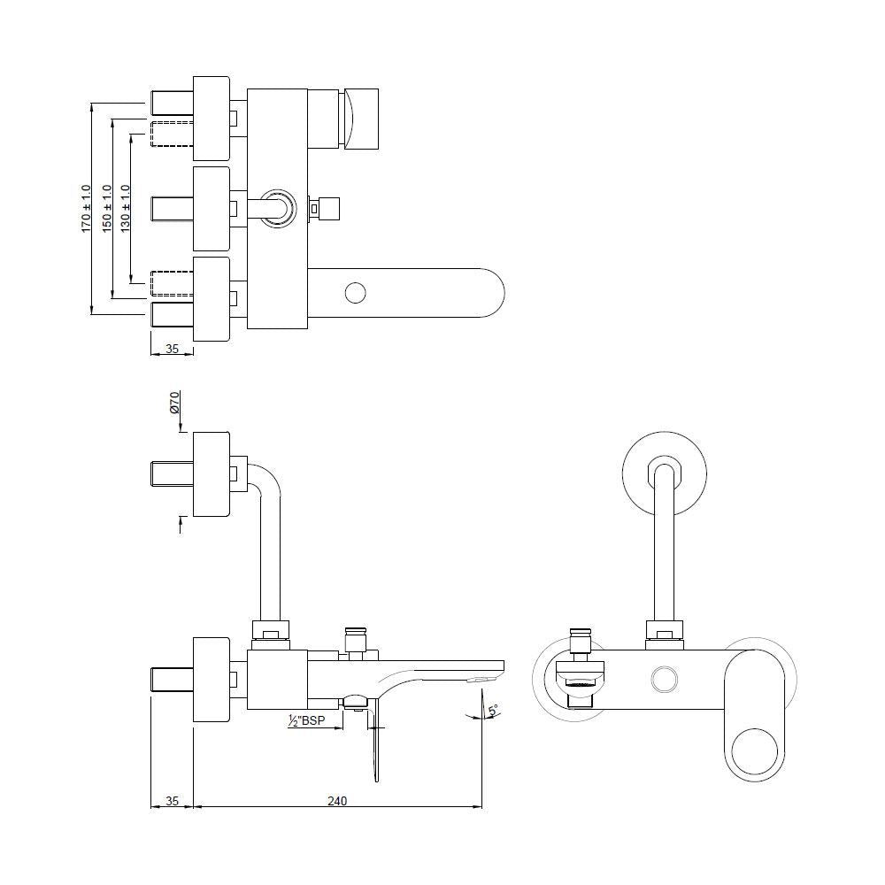 SINGLE LEVER WALL MIXER 3-IN-1 SYSTEM - JAQUAR FAUCETS - ( ANTIQUE BRONZE - ORNAMIX PRIME - 0x0 mm - 0inchX0inch )