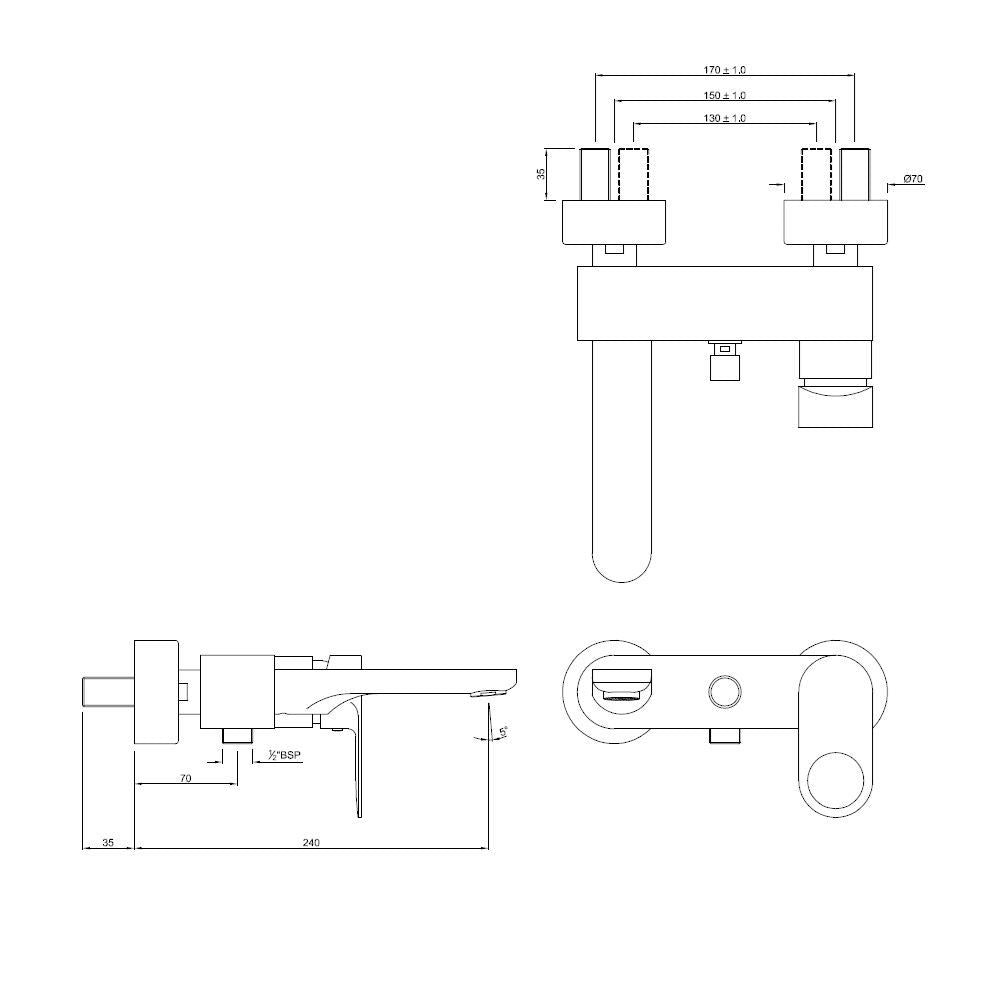 S.L. WALL MIXER - JAQUAR FAUCETS -  ( CHROME - ORNAMIX PRIME - 0x15 mm - 0inchX0.5inch )
