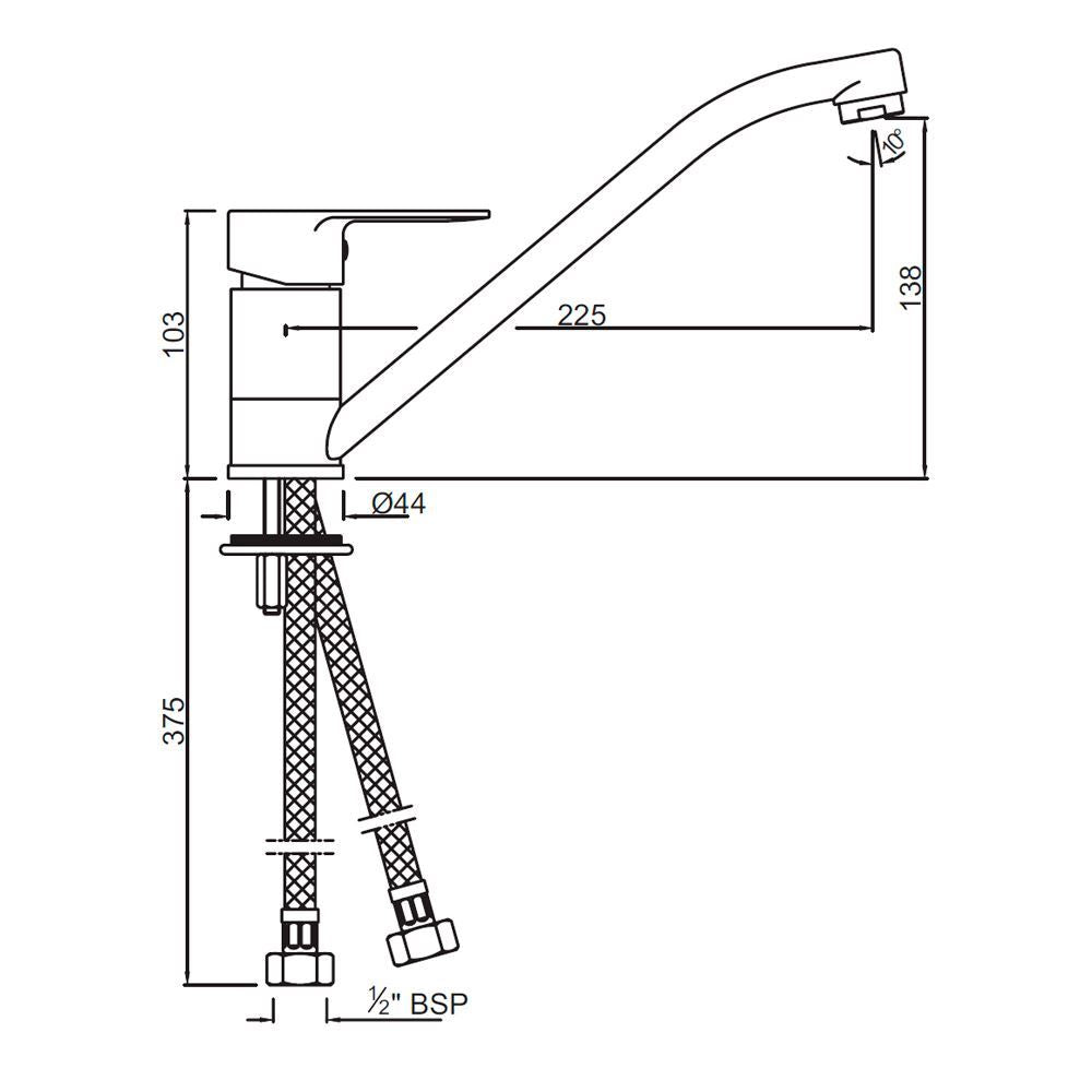 S.L. SINK MIXER T/M BRAIDED - JAQUAR FAUCETS -  ( CHROME - ORNAMIX PRIME - 0x15 mm - 0inchX0.5inch )