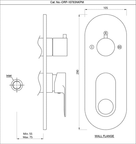 AQUAMAX EXPOSED PART KIT OF SINGLE LEVER SHOWER MIXER WITH 3-WAY DIVERTER AND SLEEVE (COMPATIBLE WITH ALD-783N) - JAQUAR FAUCETS -  ( BLACK MATT - ORNAMIX PRIME - 0x20 mm - 0inchX0.8inch )