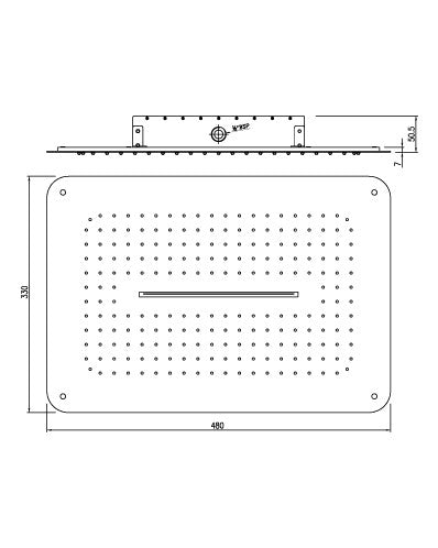 AISI 304 STAINLESS STEEL W/O INST KIT FOR FALSE CEILING - ARTIZE FAUCET -  ( GRAPHITE - RAINJOY -330x480 mm  - 13.2inchX19.2inch )