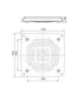 CEILING SHWR 3FUNC W/INST.KIT W/REMOTE - ARTIZE FAUCET -  ( CHROME - RAINJOY+ - 500x500 mm - 20inchX20inch )