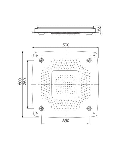 CEILING SHWR 3FUNC W/INST.KIT W/REMOTE - ARTIZE FAUCET -  ( CHROME - RAINJOY+ - 500x500 mm - 20inchX20inch )