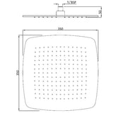 OVER HEAD SHOWER SQUARE - ARTIZE FAUCET -  ( CHROME - RAINJOY - 350x350 mm - 14inchX14inch )