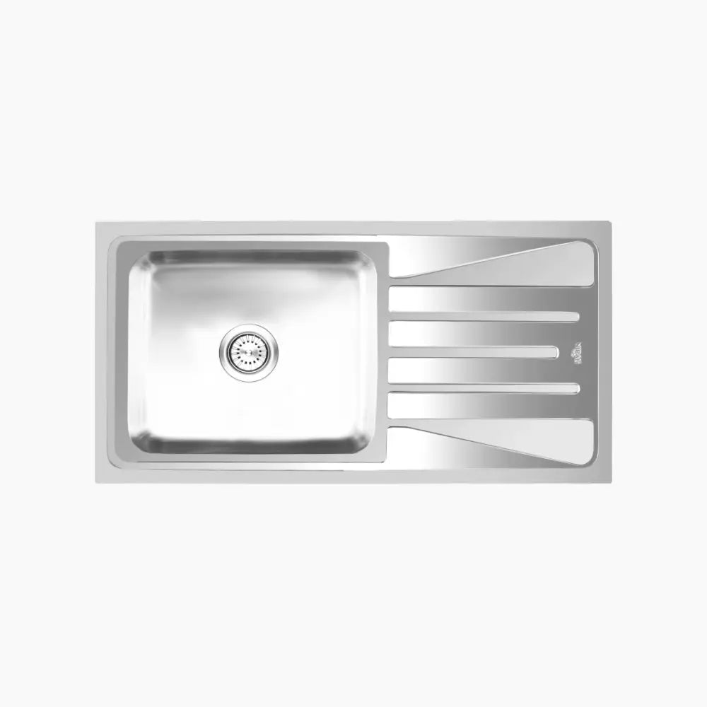 SS SINK OLIVIA BIG 1.0 BOWL W/DRAINBOARD (DEPTH 9INCH)OLIVIA MASTER - NIRALI -  ( SATIN - ORBIS CLASSIC DESIGN/STELLAR LOOKS - 815x460 mm - 32inchX18inch )