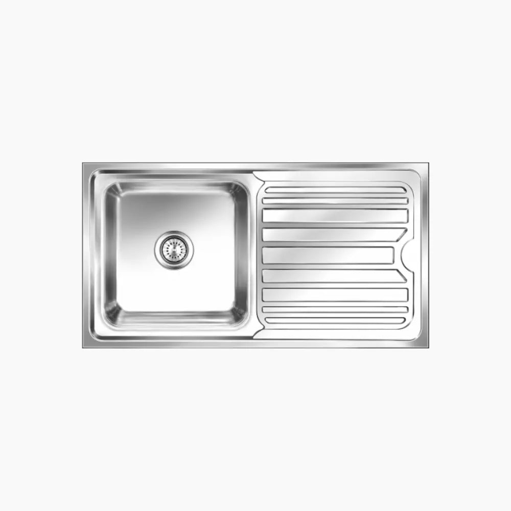 SS SINK 1 BOWL WITH DRAINBOARD (DEPTH 8INCH) OLYMPIA MINI - NIRALI -  ( GLOSSY - SILENT SQUARE - 815x455 mm - 32inchX18inch )