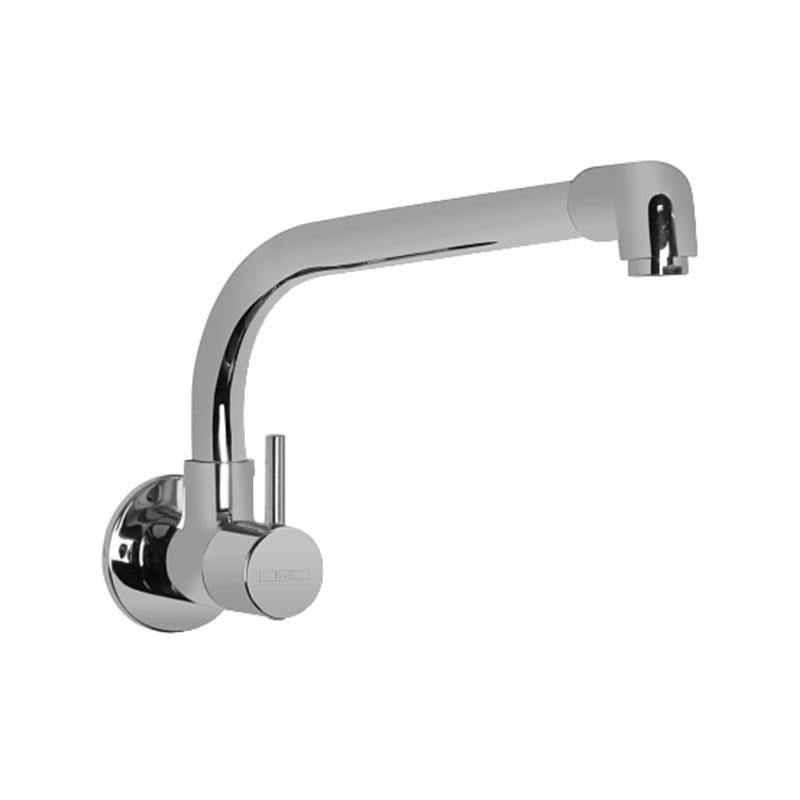 SINK COCK WALL MOUNTED WITH FLANGE & EXTENDED ELBOW SPOUT - ELVIS - (POLISHED CHROME - FORMA - 0x15 mm - 0inchX0.5inch)