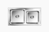 SS SINK 1.5 BOWL W/O DRAIN BOARD (DEPTH 9  )ORNATE BIG - NIRALI -  ( SATIN - SILENT SQUARE - 1000x545 mm - 39.5inchX21.5inch )