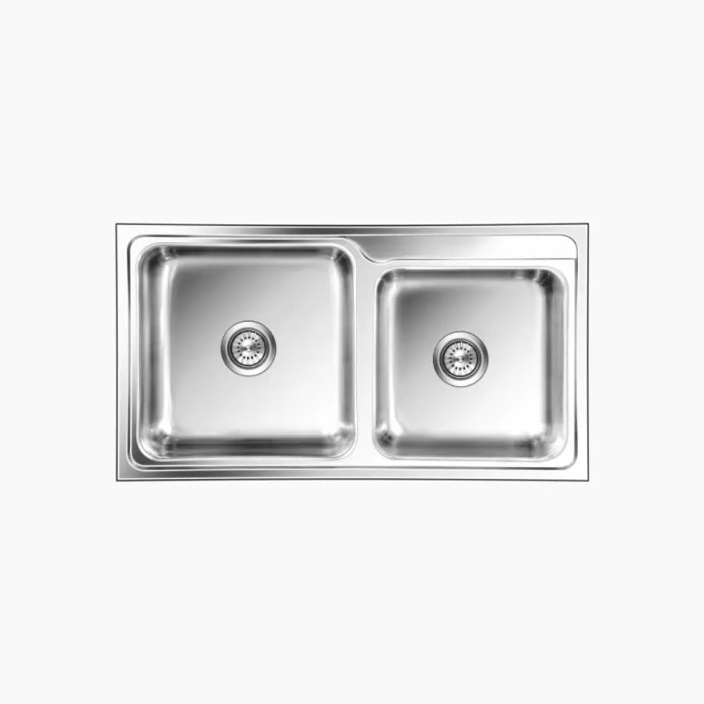 SS SINK 1.5 BOWL W/O DRAINBOARD (DEPTH 9INCH) ORNATE SMALL - NIRALI -  ( GLOSSY - SILENT SQUARE - 865x510 mm - 34inchX20inch )