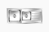 SS SINK 1.5 BOWL WITH DRAIN BOARD (DEPTH 9  )ORUS BIG - NIRALI -  ( ANTI-SCRATCH - SILENT SQUARE - 1170x510 mm - 46inchX20inch )