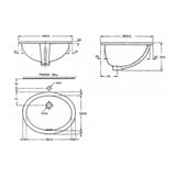 UNDERCOUNTER WASH BASIN - AMERICAN STANDARD -  ( WHITE - CADET - 475x400 mm - 19inchX16inch )
