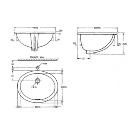 UNDERCOUNTER WASH BASIN - AMERICAN STANDARD -  ( WHITE - CADET - 475x400 mm - 19inchX16inch )