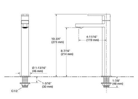 (PRUN)PARALLEL-TALL PILLAR COCK - KOHLER POPULAR -  ( ROSE GOLD - POPULAR - 0x15 mm - 0inchX0.6inch )