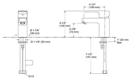 (O2S)JULY-SL BAIN MIXER W/PIPES - KOHLER POPULAR -  ( POLISHED CHROME - POPULAR - 0x0 mm - 0inchx0inch )
