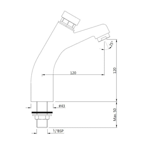 PILLAR COCK SELF CLOSING 65MM EXTN BODY - JAQUAR FAUCETS -  ( CHROME - PRESSMATIC - 0x15 mm - 0inchX0.5inch )