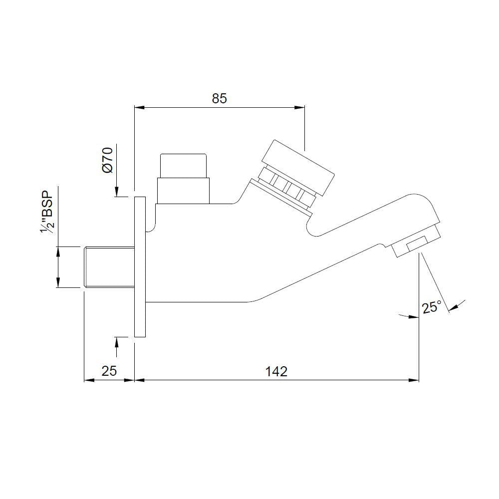 BIB COCK SELF CLOSING - JAQUAR FAUCETS -  ( CHROME - PRESSMATIC - 0x15 mm - 0inchX0.5inch )